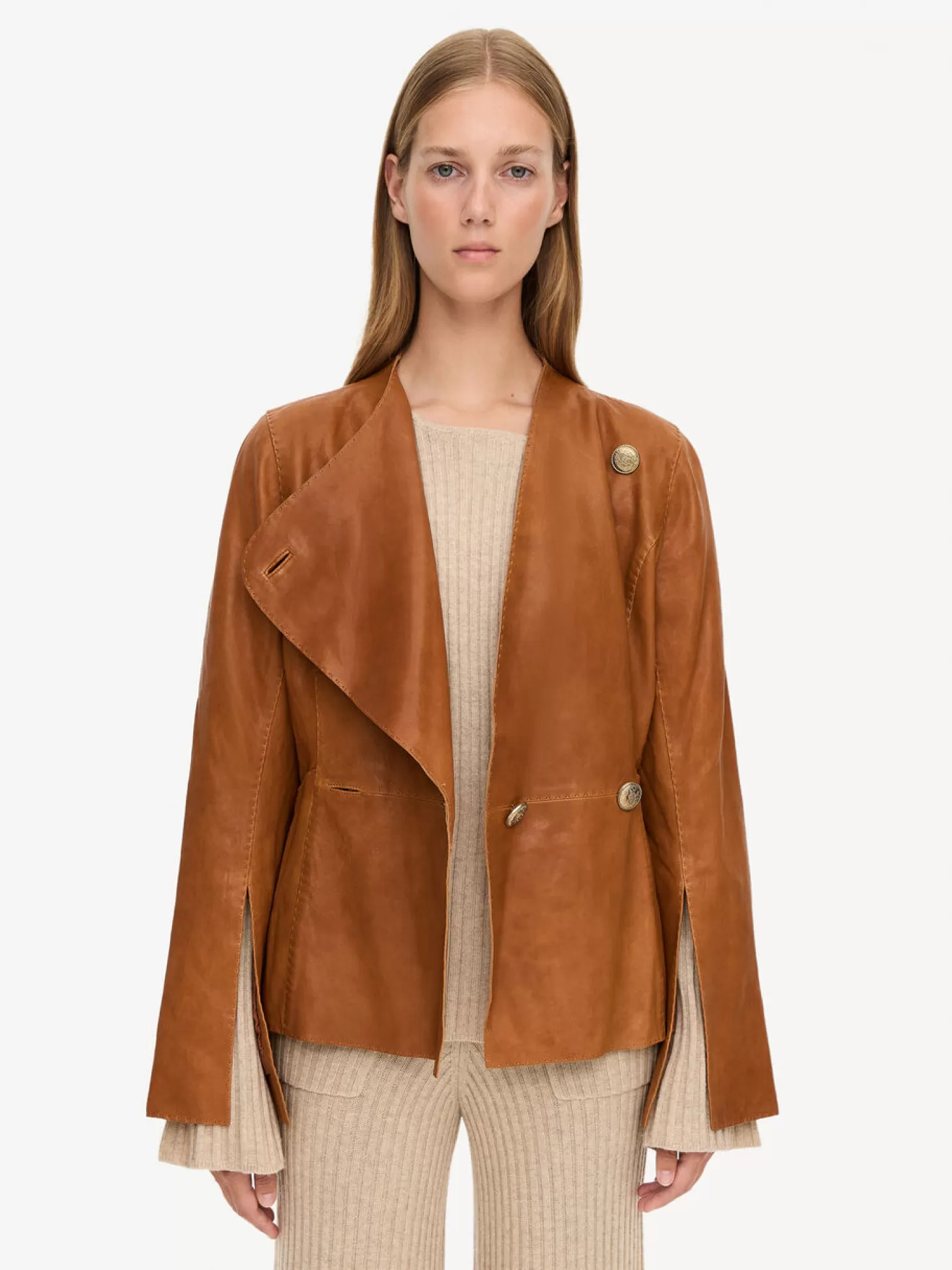 By Malene Birger Selmas Cropped Leather Jacket-Women Coats And Jackets